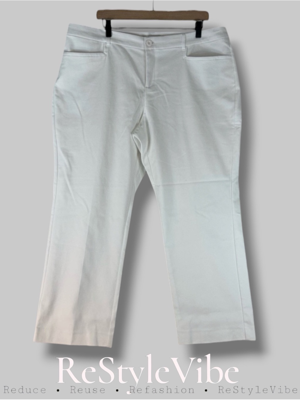 CJ BANKS Women’s Size 18W PETITE Pants Dressy White Stretch High Rise NWT